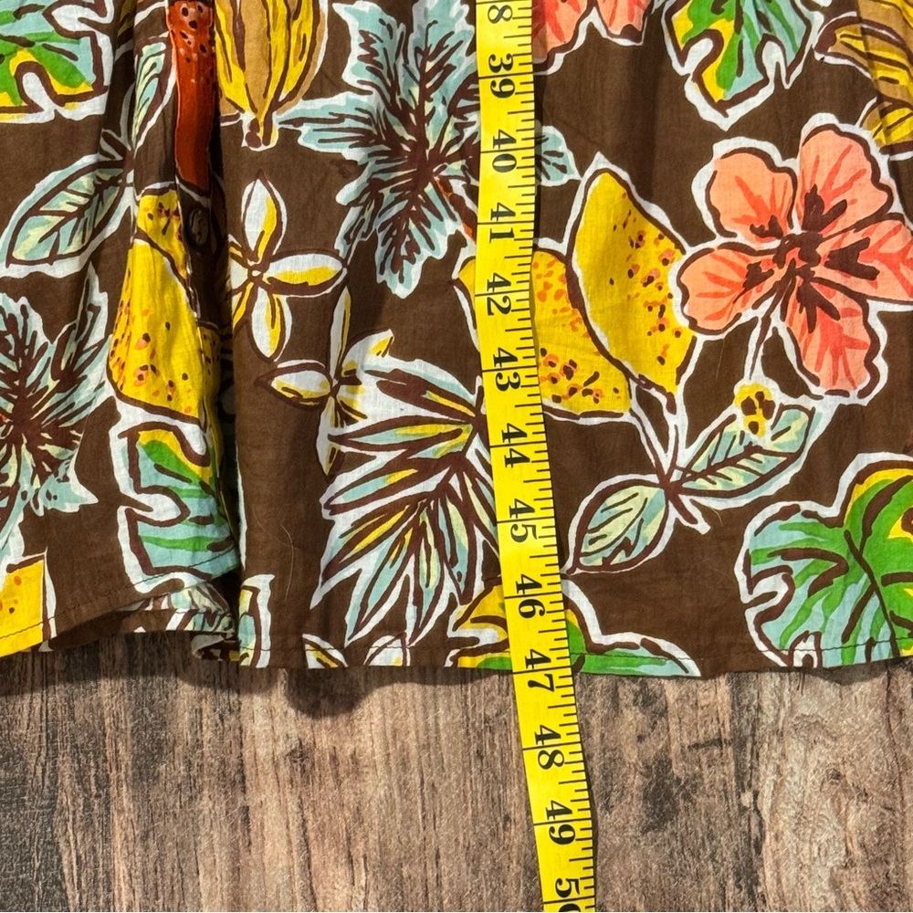 Sleeveless Brown Tropical Print Midi Dress - Multicolor - Picture 7 of 9